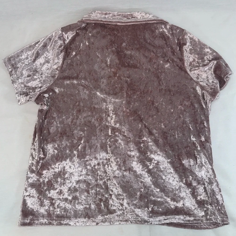 Danskin Dusty Pink Crushed Velvet Sleepwear Pajama Set Top and Shorts Size M